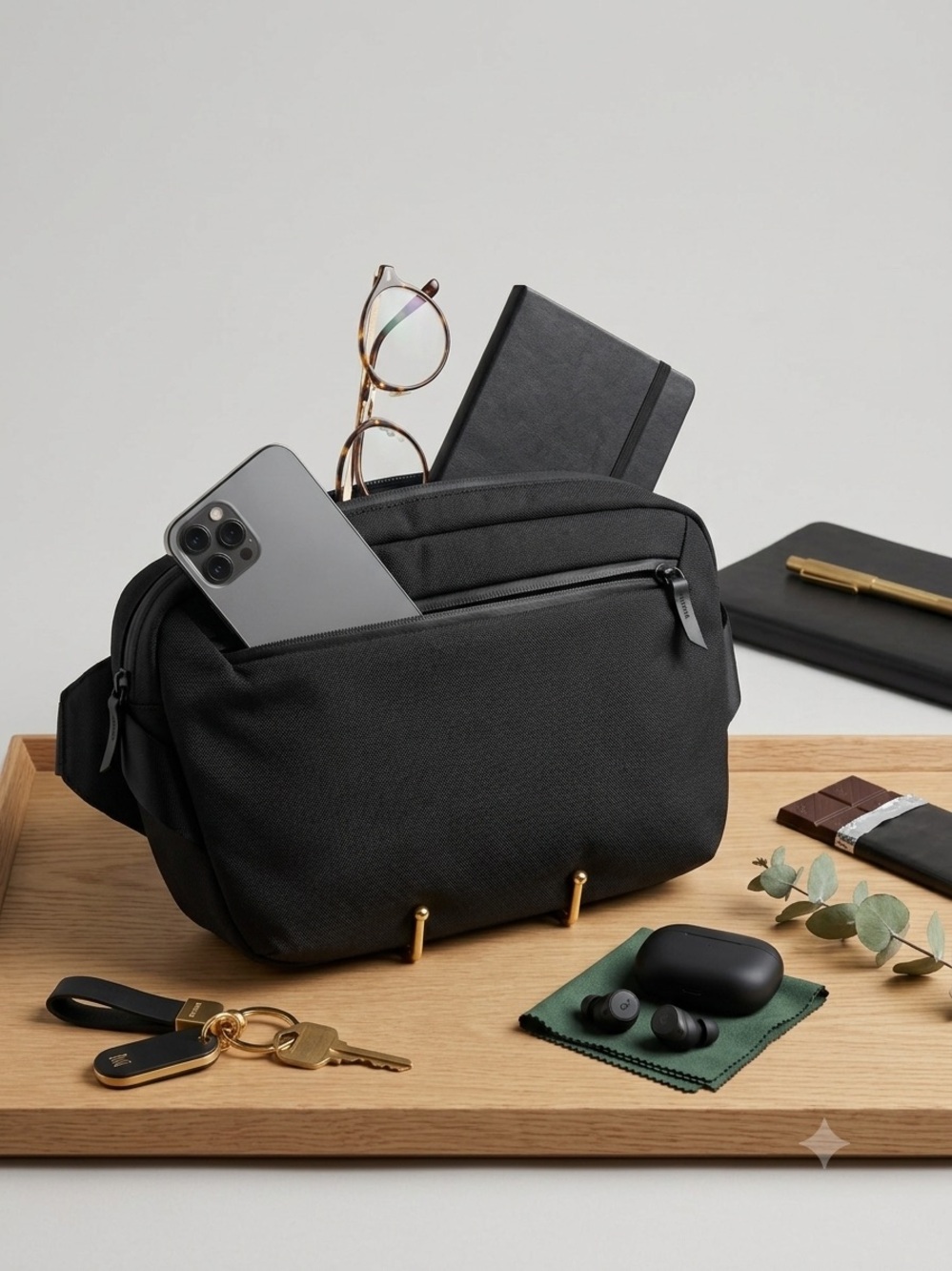 Men's Black Crossbody Organizer Pouch - Everyday Carry